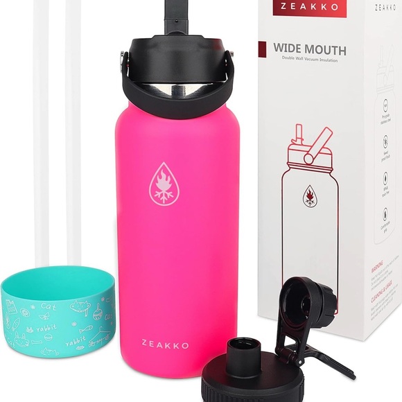 NEW Zeakko Wide Mouth Water Bottle - 32oz Vacuum Insulated Stainless Steel - Picture 6 of 7